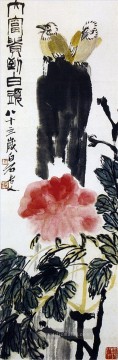 blume galerie - Qi Baishi Vögelen auf Blume Chinesische Malerei